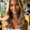 Elegant Blonde Balayage Wavy Invisible Lace Premium Human Hair Wig