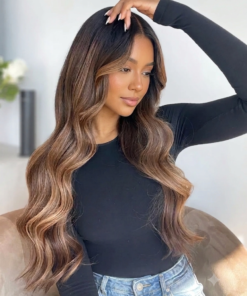 Perfect for Newbies! Catherine Wavy Brown Balayage Bangs