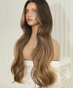 Alternative view of Perfect for Newbies! Catherine Wavy Brown Balayage Bangs